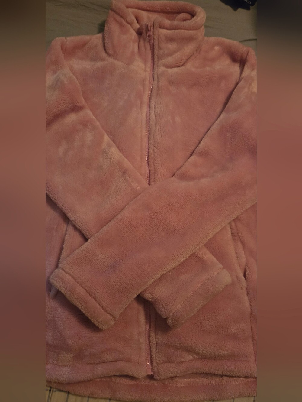Serra Plush Faux Fur Zip-Up Jacket in Pink